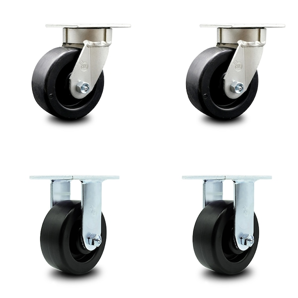 5 Inch Kingpinless Polyolefin Wheel Swivel Caster Swivel 2 Rigid SCC, 2PK